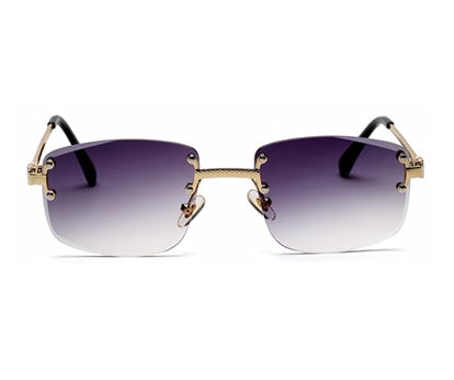 Gradient Purple Rectangle Rimless Sunglass for Men and Women