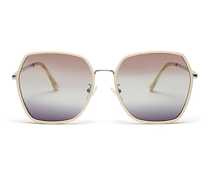 Gradient Brown Purple Large Square UV Protection Sunglasses for Women