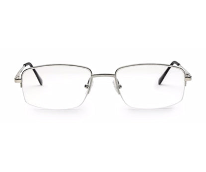 Silver Half Rim Rectangle Unisex Sleek Spectacles