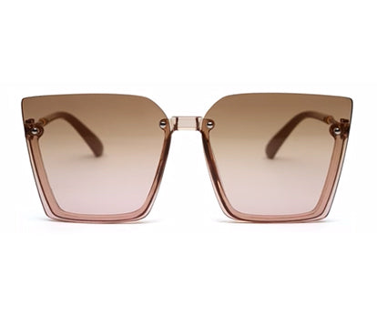 Light UV 400 Brown Pink Square Half-Rim Acetate Frame Sunglass for Women