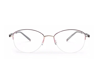 Pink Grey Oval Half Rim Metal Frame for Women