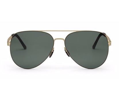 Zenith UV400 Titanium Large Aviator Polarized Sunglasses in Golden Frame