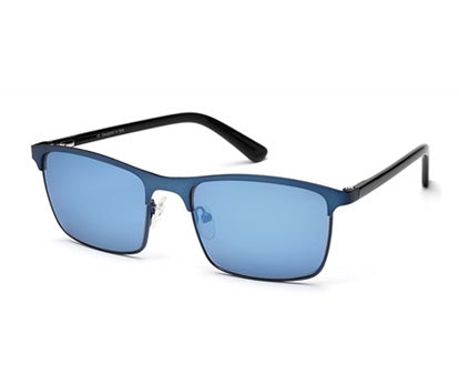 Trendy Glossy Blue Sunglass with Blue Mirror Lens