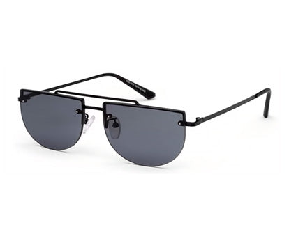 Black Half Oval Metal UV Sunglass for Men and Women