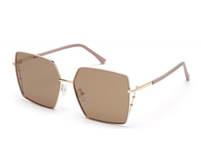 Light Brown Large Square UV Protection Sunglass for Women