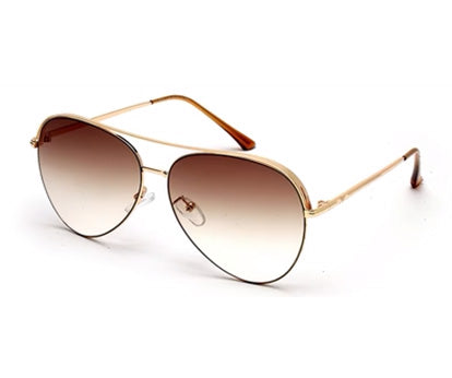 Golden Aviator Full Rim Metal Frame with Gradient Brown UV Sun Lens