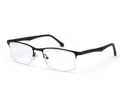 Black Rectangle Half-Rim Glasses for Men