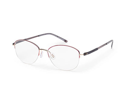 Pink Grey Oval Half Rim Metal Frame for Women