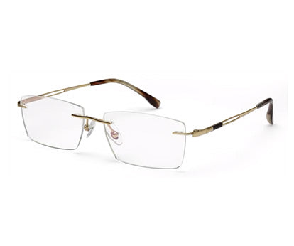 Zenith Titanium Specs without Rim with Golden Brown Temple for Men