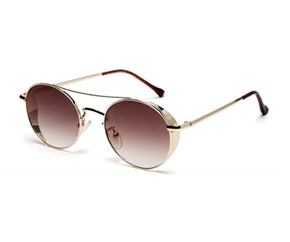 Gradual Brown Round Shaped UV Sunglass