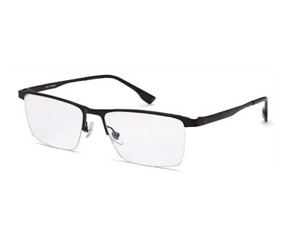 Zenith Titanium Half Rim Black Glasses with Edgy Cuts