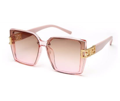 Light Brown Pink Square UV 400 Polarised Sunglass for Women
