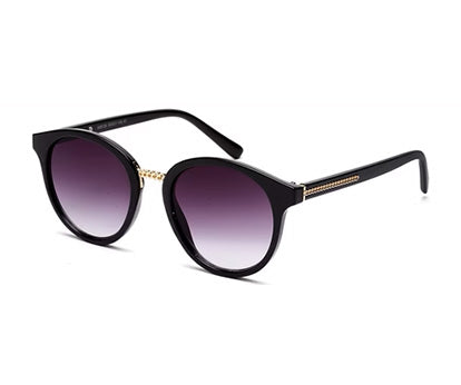 Black Oval Full Rim Acetate Frame with Gradient Grey UV Sunglass for Women