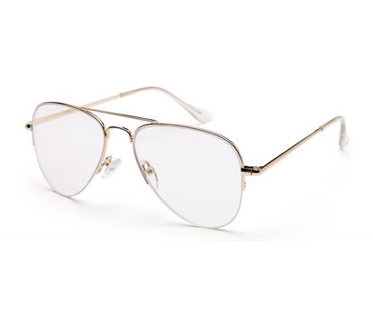 Gold Half-Rim Aviator Eyeglasses for Men and Women