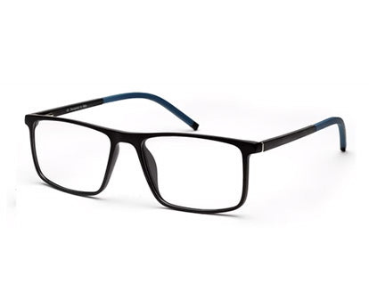 Unisex Rectangular Matte Black and Blue Optical Frame