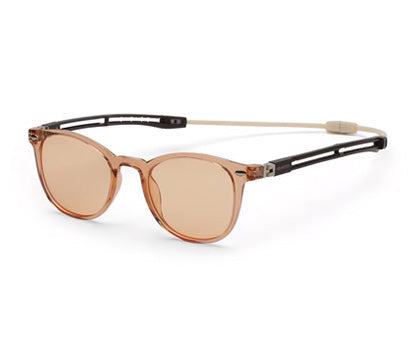 ROUND PEACH UNISEX SUNGLASSES FOR KIDS WITH BROWN TEMPLE