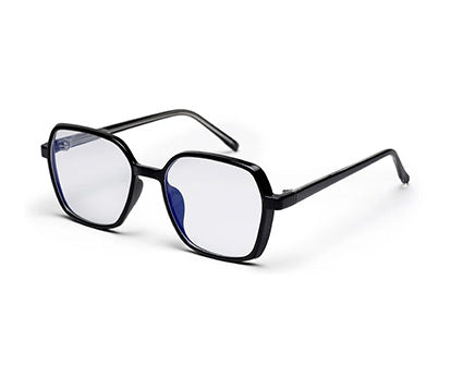 Black Glossy Square Shaped Eyeglasses - Computer Spex (Zero Power)