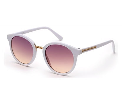 White Oval Full Rim Acetate Frame Sunglass for Women