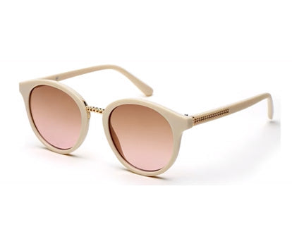 Beige Oval Full Rim Acetate Frame Sunglass for Women