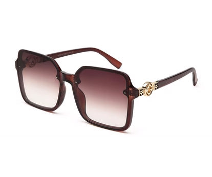 Gradient Brown Large Squared UV Sunglass