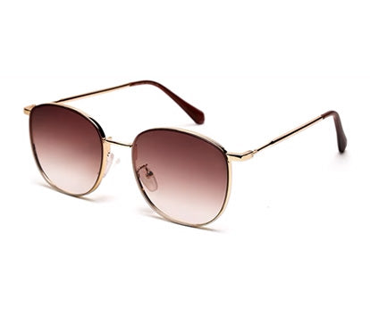 Gradual Brown Oval Shaped Sunglasses Metal Frame for Women