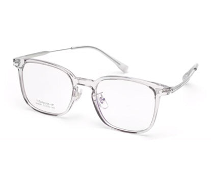 Titanium Transparent Silver Square Eyeglasses