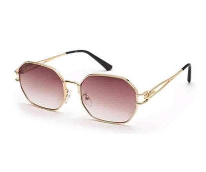 Golden Brown Hexagon Sunglasses for Men & Women