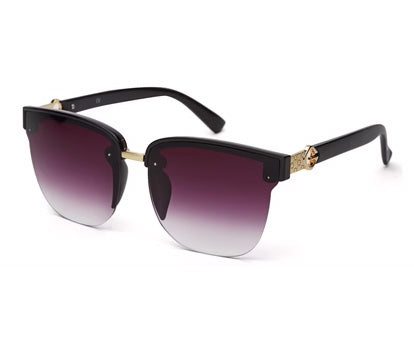 Black Clubmaster Half Rim with Gradient Black UV Sunglasses for Women