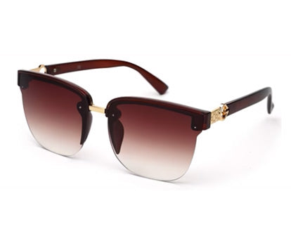Dark Brown Clubmaster Half Rim with Gradient Black UV Sunglasses for Women