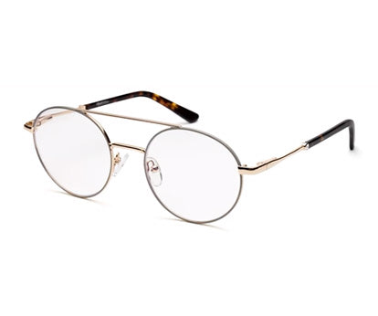 Grey Gold Round Eyeglasses for Men and Women
