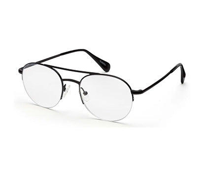 Black Matte Half-Rim Round Eyeglasses for Men