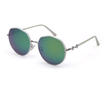 Blue-Green Mirrored Oval 400UV Protected Sunglasses For Women