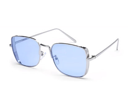 Blue Metal Square UV Sunglass for Women and Men