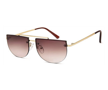 Gradient Brown Half Oval UV Sunglass