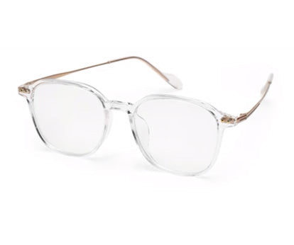 Square Shaped Stylish Transparent Glasses with Golden Temples