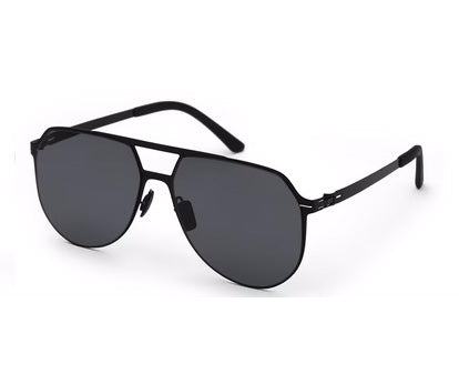 Zenith UV400 Titanium Trendy Large Polarized Black Shades for Men in Aviator Shape