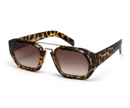 Tort Brown Rectangular Vintage  UV Protected Sunglass
