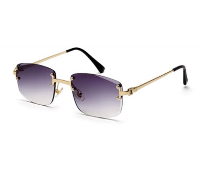 Gradient Purple Rectangle Rimless Sunglass for Men and Women