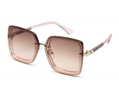 Light Brown Pink Large Squared UV Sunglass