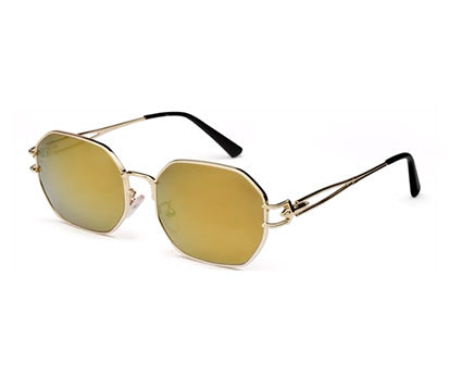 Golden Mirrored 400 UV Protected Hexagon Sunglasses For Men & Women