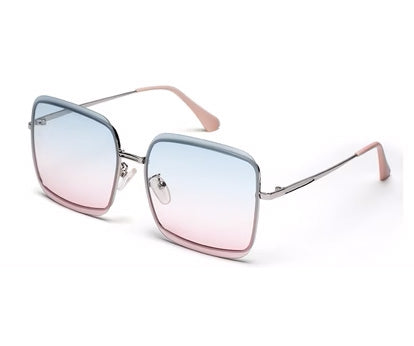 Gradual Blue Pink Square Shaped UV Sunglass