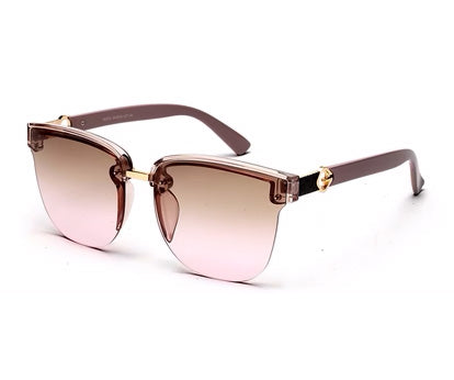 Brown Clubmaster Half Rim with Gradient Brown UV Sunglasses for Women
