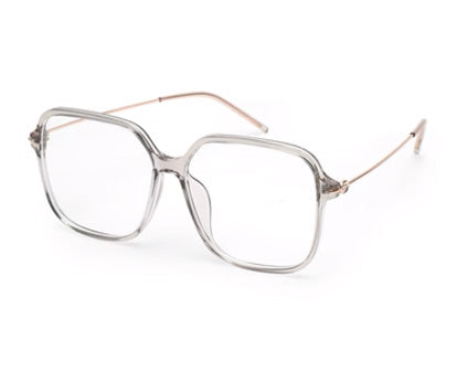 Large Square Transparent Glasses Mens with Rose Gold Temple