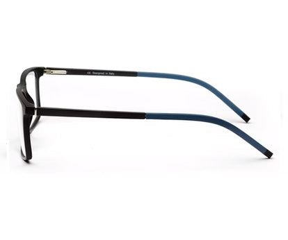 Unisex Rectangular Matte Black and Blue Optical Frame