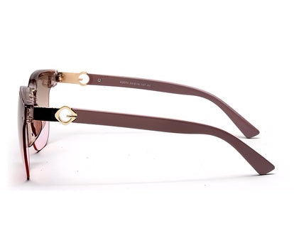 Brown Clubmaster Half Rim with Gradient Brown UV Sunglasses for Women