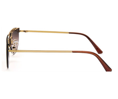 Gradient Brown Half Oval UV Sunglass