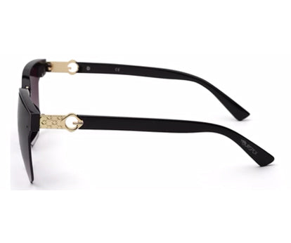 Black Clubmaster Half Rim with Gradient Black UV Sunglasses for Women