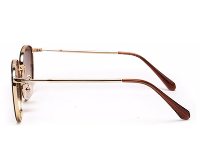 Gradual Brown Oval Shaped Sunglasses Metal Frame for Women