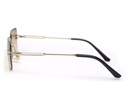 Gradient Brown Rimless Rectangle Sunglass for Men and Women