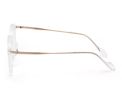 Square Shaped Stylish Transparent Glasses with Golden Temples
